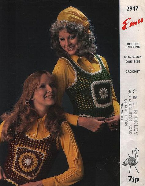 Tank Top Crochet Pattern, Crochet 70s, 1970s Summer, Flower Vest, 1970s Crochet, 70s Women Fashion, 70s Crochet, Tank Top Crochet, Baby Boy Cardigan