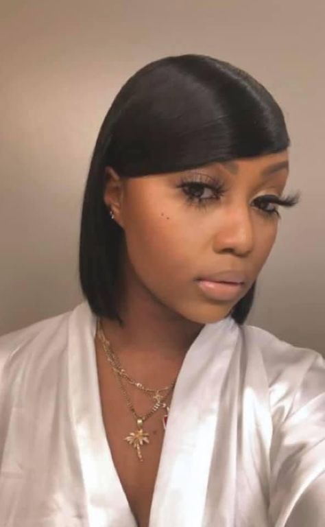 Quick Weave Hairstyles, Short Bob Wigs, Short Hair With Bangs, Straight Human Hair, Baddie Hairstyles, Short Bob Hairstyles, Wigs With Bangs, Short Hairstyles For Women, Bob Wigs