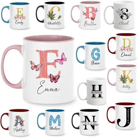 Amazon.com: NETHOUSE Personalized Name & Initial Letter Monogrammed Alphabet Mug, Polka Dot Monogrammed Initial Mug, Butterfly Ceramic Mug Gift For Birthday, Office and Home Use 11oz & 15oz : Home & Kitchen Butterfly Names, Initial Mug, Alphabet Mugs, Monogram Alphabet, Gift For Birthday, Initial Letter, Initial Letters, Monogram Initials, Monogram Letters