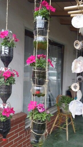 Petunias Decorating For Bedroom, Hanging Petunia Baskets, Petunia Hanging Basket Diy, Petunias In Pots Hanging Baskets, How To Save Petunia Seeds, Plastic Bottle Hanging Planter, Milk Jugs Garden, Garden Ideas With Plastic Bottles, Patio Ideas Backyard