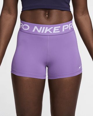 The Nike Pro Shorts are made with stretchy, sleek and supportive fabric that wicks sweat to help you stay dry and comfortable during your workout. This product is made with at least 50% recycled polyester fibers. Shown: Black Raspberry/White Style: CZ9857-521 Nike Pros Colors, Purple Nike Pros, Nike Pro Shorts Colors, Nike Pro Shorts Outfit School, Nike Pro Outfits, Nike Pro Shorts Women, Nike Pro Shorts Outfit, Dream Pants, Nike Tights