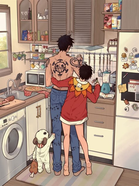 Fem Luffy X Law, One Piece Ships Fanart, Luffy X Law Fanart, Law X Luffy Fanart, Lawlu Comics, Lawlu Fanart, Brother Wallpaper, Fem Luffy, رورونوا زورو