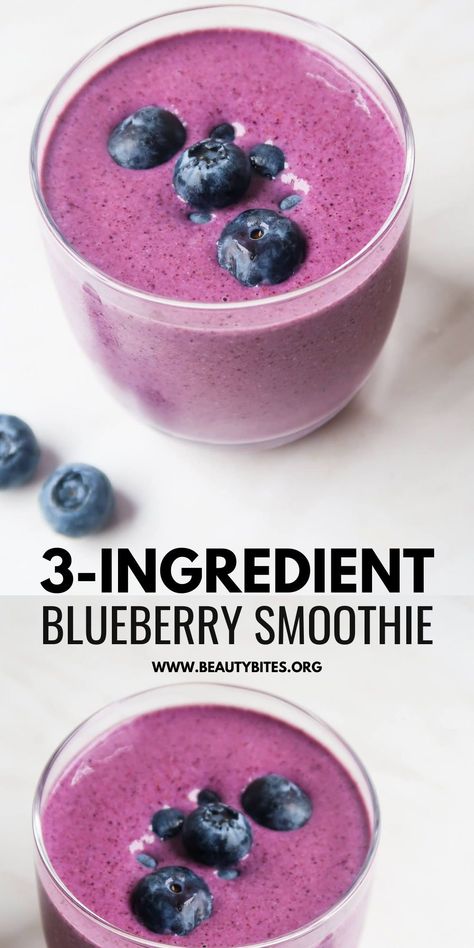 This is the best blueberry smoothie made with 3 healthy ingredients: blueberries, banana and some cashews. This vegan blueberry banana smoothie is gluten free, dairy free and paleo. Blueberry Almond Milk Smoothie, Smoothies Without Milk Or Yogurt, Whole Milk Recipes, Blueberry Shake Recipe, Simple Blueberry Smoothie, Banana And Blueberry Smoothie, Easy Blueberry Smoothie, Blueberry Smoothie Recipe Healthy, Blueberry Smoothie Recipe Easy