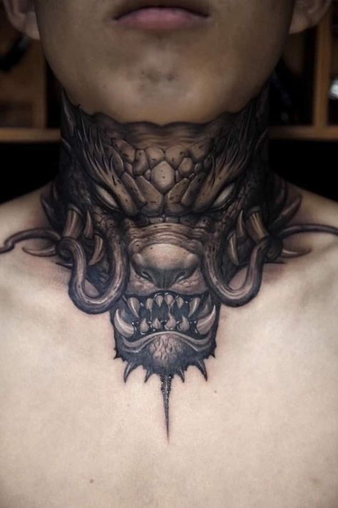 Dragon Tattoo Neck, Chest Neck Tattoo, Front Neck Tattoo, 27 Tattoo, Full Neck Tattoos, Best Neck Tattoos, Side Neck Tattoo, Throat Tattoo, Aesthetic Tattoos