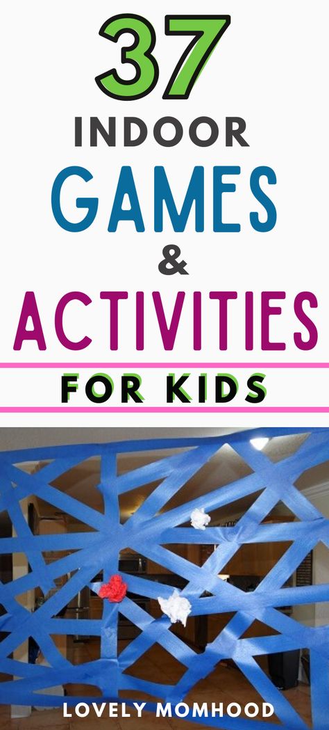 37 Fun Indoor Games and Activities for Kids. #kids #indoorgames #indooractivities Kids Party Games Indoor, Kid Games Indoor, Indoor Group Games, Elementary Games, Activities For Kids At Home, Easy Games For Kids, Games For Kids Classroom, Rainy Day Activities For Kids, Group Games For Kids