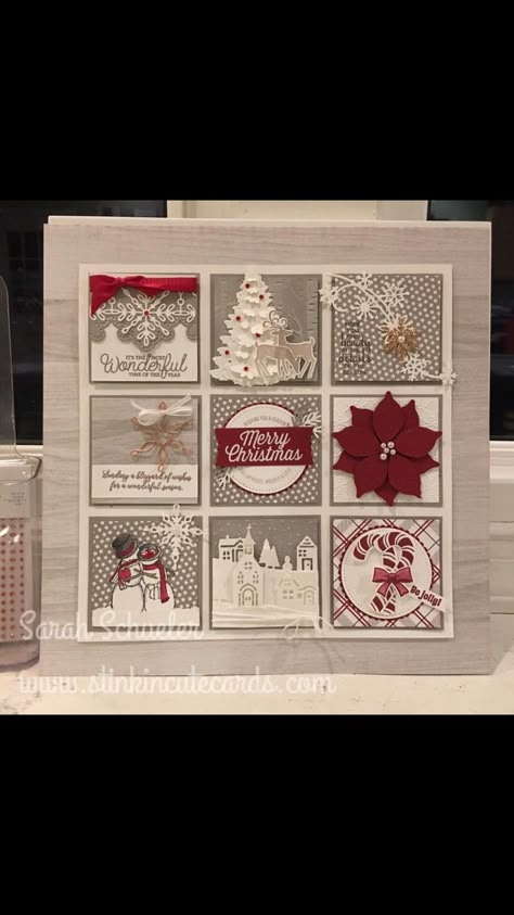 Inspiration: Christmas sampler Christmas Samplers Su, Diy Paper Gifts, Christmas Samplers, Su Samplers, Christmas Sampler, Antique Window, Sampler Box, Christmas Shadow Boxes, Diy Gifts For Dad