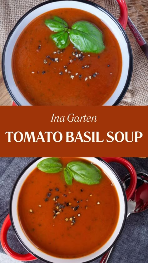 Ina Garten Tomato Basil Soup Ina Garten Roasted Tomato Basil Soup, Ina Garden Tomato Basil Soup, Low Calorie Tomato Basil Soup, Tomato Soup With Garden Tomatoes, Ina Garten Recipes Tomato Soup, Fresh Tomato Basil Soup Recipe Homemade, Homemade Roasted Tomato Basil Soup, Canned Tomato Basil Soup Recipe, Tomato Basil Soup Recipe With Fresh Tomatoes