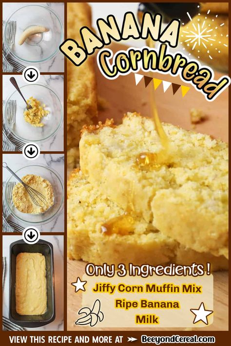 Jiffy Banana Bread Recipe, Banana Cornbread, Chili Bread, Banana Biscuits, Bisquick Banana Bread, Bakery Cart, Jiffy Recipes, Jiffy Cornbread Recipes, Cornbread Recipes