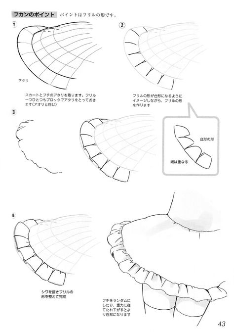 Tutorial on how to draw frills Drawing Guides, Fabric Drawing, Anime Tutorial, Clothing Sketches, Digital Painting Tutorials, Fashion Design Drawings, Anime Drawings Tutorials, Drawing Clothes, Drawing Lessons