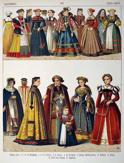 Elizabeathen Fashion, 16th Century German Fashion, 1500s German Fashion, Medieval Germany Clothing, 13th Century Clothing, Germany Outfits, 16th Century Fashion, German Costume, Tudor Fashion