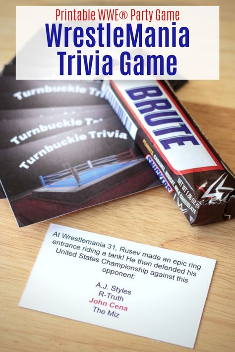 Planning on watching WrestleMania? Get in on the action and test your knowledge about your favorite Superstars with our free printable turnbuckle trivia game. It's going to be an epic "snackdown" as you compete for prizes like @Snickers Hunger Bars with WWE®. Stock up on snacks & party supplies at @mydollargeneral #eatasnickers Wrestlemania Party Food, Wrestlemania Party, Sports Viewing Party, Wrestling Party, Wwe Birthday Party, Wwe Party, Wwe Birthday, Dollar General Store, Mall Decor