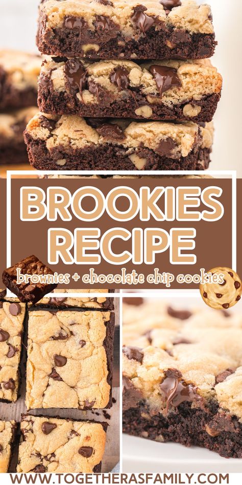 Chocolate Chip Brownie Bars, Brooke Recipe, Homemade Brookies, Brookie Recipe, Brownie And Cookies Together, Brookies Recipe Cookie Brownies With Box Brownies, Brookies Recipe Cookie Brownies Easy, Brookies Recipe With Box Brownies, Cookie Brownie