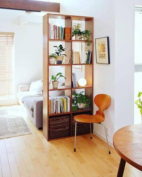 How To Divide A Room, Living Room Divider Ideas, Small Room Divider, Room Divider Shelves, Room Divider Bookcase, Living Room Divider, Wooden Room Dividers, Diy Room Divider, Living Room Partition