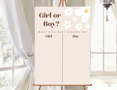 GlitterandFlair - Etsy UK Gender Reveal Activities, Daisy Baby Shower, Foam Boards, Retro Daisy, Daisy Design, He Or She, Baby Gender, Baby Shower Game, 1st Birthday Girls