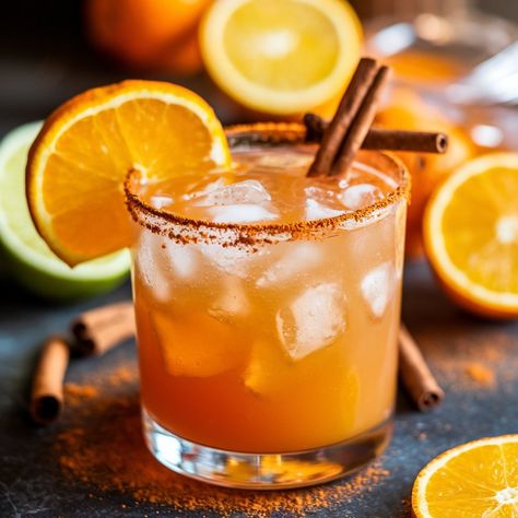 Cinnamon Syrup Cocktail, 21 Seeds Orange Tequila Recipes, Orange Christmas Cocktail, Orgeat Cocktail, Tanqueray Drinks, Cinnamon Margarita, Orange Cocktail Recipes, Cinnamon Cocktails, Best Tequila Drinks