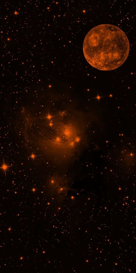 Orange Planets Aesthetic, Amber Wallpaper Aesthetic, Orange And Black Aesthetic Dark, Orange And Black Aesthetic Wallpaper, Orange Star Aesthetic, Orange Moon Wallpaper, Orange Space Aesthetic, Dark Orange Wallpaper Aesthetic, Black And Orange Aesthetic Wallpaper