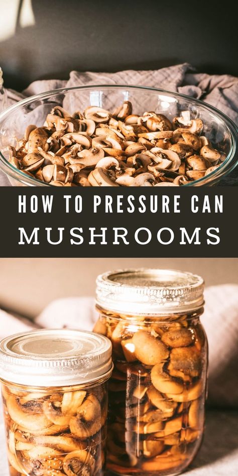 Ready for some gourmet, shelf-stable mushrooms? These canned mushrooms are way better than storebought, super easy to can, and absolutely worthwhile. Learn how to safely pressure can mushrooms at home with this step-by-step tutorial. Canning Mushrooms, Things To Can, Pickled Mushrooms Recipe, Easy Canning, Pressure Canning Recipes, Canning Kitchen, Homemade Soups, Low Acid Recipes, Home Canning Recipes