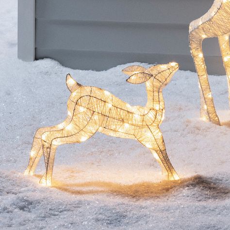 Baby Glitter Reindeer Christmas Figure Baby Glitter, Glitter Reindeer, Christmas Reindeer Decorations, Yard Sculptures, Baby Reindeer, Deer Family, Outdoor Christmas Lights, Fantasias Halloween, 20th Birthday