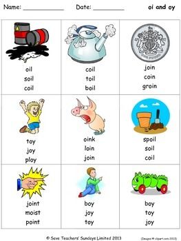 Oi Words Phonics Worksheet, Oi Oy Worksheets, Oi Worksheets, Free Phonics Printables, Phonics Worksheets Grade 1, Sound Symbol, Oi Oy, Phonics Lesson Plans, Counting Worksheets For Kindergarten