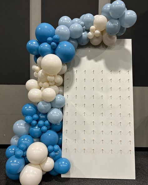 Blue hues Father's Day Balloon Garland for a Donuts with Dad event.  #itsyourday #balloongarlands #balloonartist #balloondecor #balloons #balloonideas #partydecor #partyideas #reddingca #blueballoons #fathersday #fathersdaybaloons Blue White Yellow Balloon Garland, Muted Blue Balloon Garland, Soft Blue Balloon Garland, Double Stuff Blue Balloon, Shades Of Blue Balloon Arch, Donuts With Dad, Blue Balloon Garland, Blue Balloon, Blue Balloons