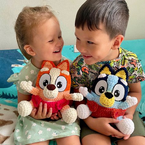 Handmade soft toys set, adorable and safe gift for children - Inspire Uplift Handmade Kids Toys, Bluey And Bingo, Crochet Tutorial Pattern, Handmade Soft Toys, Crochet Disney, Pixel Crochet, Kawaii Crochet, Crafts To Make And Sell, Fun Crochet Projects