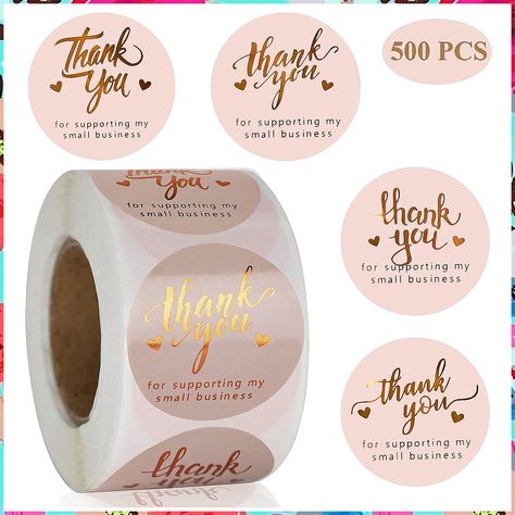 1.5'' Thank You for Supporting My Small Business Stickers 500 PCS 4 Design Font Pink Foil Thank You Stickers Rolls for Greeti Silver Font, Small Business Stickers, Thank You Labels, Gift Wraps, Gift Wrap Tags, Small Business Packaging, Pink Foil, Thank You For Support, Round Labels