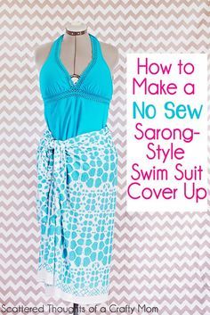 How to make a No Sew, sarong swimsuit Cover up. Sarongs Diy, Diy Clothes Refashion No Sew, Diy Bathing Suit, Sarong Swimsuit Cover, Diy Swimsuit, Diy Summer Clothes, Wrap Bathing Suit, Diy Clothes Refashion, Swim Suit Cover