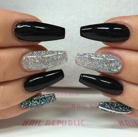 Black Coffin Nails, Nail Vinyls, Romantic Nails, Fancy Nails Designs, Winter Nails Acrylic, Jelly Nails, Bride Nails, Nail Designs Glitter, Prom Nails