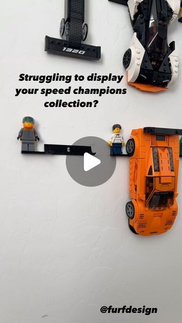 FurfDesign LLC on Instagram: "FurfDesign is here to help😎🏎️  Struggling to display your speed champions collection and other Lego cars? FurfDesign is here to help with these perfect wall mounts for both the car and the figure.   Use code BULK10 at checkout for 10% off your order of 10+ items, BULK20 for 20% off your order of 20+ items, and BULK30 for 30% off your order of 30+ items  #lego #legocars #legospeedchampions #legodisplay #etsy #smallbusiness #speedchampions #3dprinting #carculture #bricks #legomoc #legoart #walldisplay #afol #legotechnic #techniccars #legoroom #fyp #reel #reels #legoreview #furfdesign" Lego Speed Champions Display Ideas, Lego Technic Display, Lego Cars Display, Lego Speed Champions Display, Lego Car Display Ideas, Lego Office, Lego Display Ideas, Lego Wall, Diy Lego