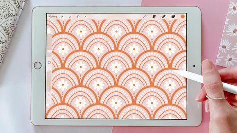 (4) Patterns in Procreate: Create a Seamless Scallop Pattern on the iPad | Chelsea Jay | Skillshare Scallop Pattern Template, Scallop Pattern, Pattern Template, Tile Patterns, Surface Pattern Design, Repeating Patterns, Surface Pattern, Jay, Pattern Design