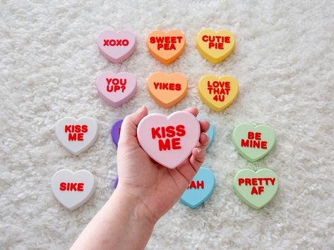 Large Conversation Hearts Custom Text, Classic and Sassy Phrases, Plastic Valentines Day Candy Hearts, Modern Sweetheart Gift Decor Sassy Phrases, Valentines Day Candy Hearts, Valentines Day Candy, Conversation Hearts Candy, Newnan Ga, Valentines Decor, Classic Candy, Heart Wall Decor, Conversation Hearts