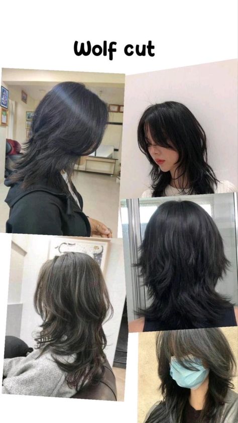 Long Wolf Cut, Hair Cut Guide, Long Wolfcut Haircut With Bangs, Wolfcut Hair, Haircut Wavy, Easy Hair Cuts, Hair Inspiration Long, Haircut Straight, Haircut With Bangs