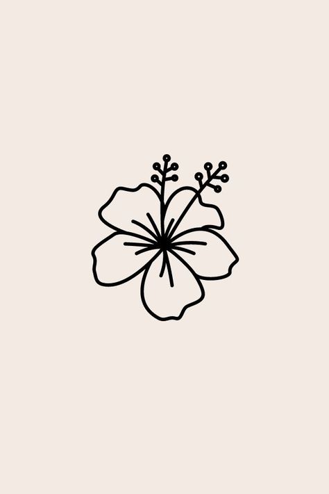 Small Flower Drawings, Hibiscus Drawing, Hibiscus Flower Drawing, Cute Flower Drawing, Simple Flower Drawing, Cute Small Drawings, Easy Flower Drawings, Summer Drawings, Dibujo Simple