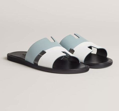 I personally love the sandal and i think it could look amazing with choosen outfits and the colour way isn’t too common so their will be some kind of authenticity in your outfit. However for your first izmir i would suggest in a neutral colour or black/ white as they are more usable and this is seasonal. Description: Sandal in calfskin with straight cut edges and iconic "H" cut-out. An iconic Hermès style, this silhouette is an essential piece in every wardrobe Hermes Izmir, Hermes Style, Leather Flip Flops, Straight Cut, Luxury Handbags, Neutral Colors, Calf Skin, Two Tone, Branding Design