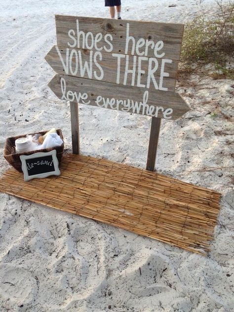 Shoes Here Sign, Wedding Signs Boho, Beach Wedding Signs, Small Beach Weddings, Simple Beach Wedding, Dream Beach Wedding, Beachy Wedding, Boho Beach Wedding, Beach Wedding Inspiration