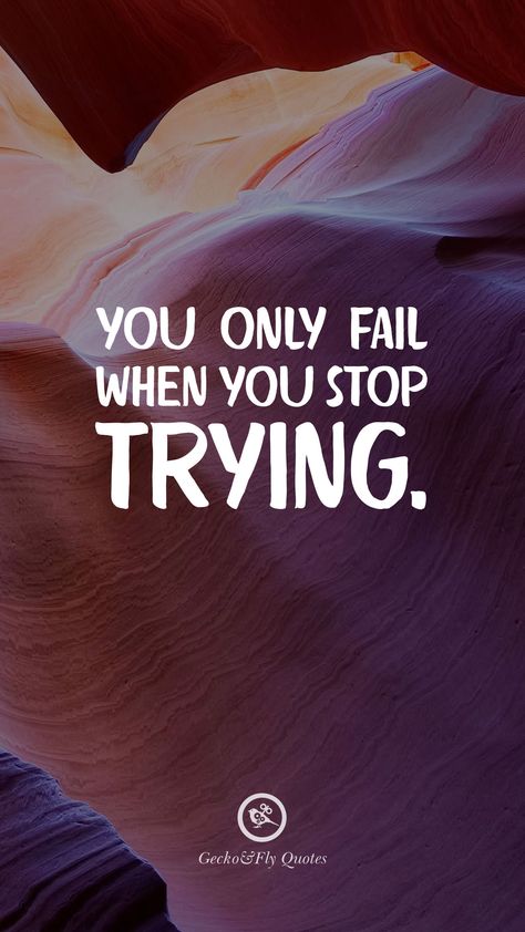 You only fail when you stop trying. Hd Wallpaper Quotes, Wallpaper Iphone Quotes Backgrounds, Fly Quotes, Diet Quotes, Inspirational Quotes Wallpapers, Motivational Quotes Wallpaper, Wallpapers Android, Wallpapers Quotes, Phone Wallpaper Quotes