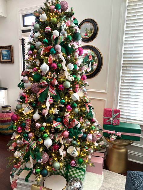 Red Pink Green Christmas Tree, Pink Teal Red Christmas Tree, Pink Green Red Christmas Tree, Pink Green Gold Christmas Tree, Pink Ornaments Green Christmas Tree, Red Green Blue Pink Christmas Tree, Red Green And Pink Christmas Tree, Green Red And Pink Christmas, Pink Red Green Christmas Tree