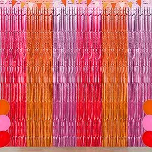 Pink Orange Party Decorations, Hot Pink Orange Pink Foil Fringe Backdrop Curtain, Thanksgiving Party Decorations, Thanksgiving Tinsel Streamer, Fall Autumn Bachelorette Party Decorations(3 Pack) Autumn Bachelorette, Pink Orange Party, Orange Party Decorations, Foil Fringe Backdrop, Streamer Party Decorations, Ribbon Backdrop, Thanksgiving Party Decorations, Foil Curtain, Orange Balloons