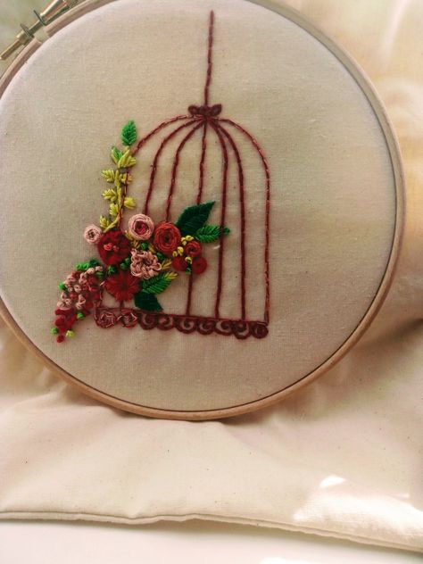 Backstitch Embroidery Designs, Cage Embroidery Design, Cage Embroidery, Backstitch Embroidery, Wedding Embroidery Hoop, Embroidered Canvas Art, Embroidery Kurti, Hand Embroidery Patterns Free, Blouse Embroidery