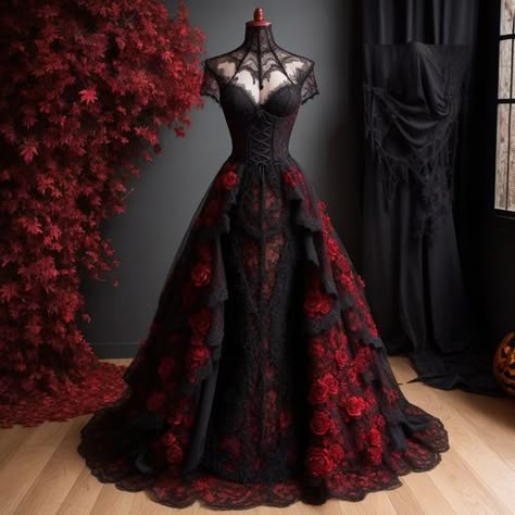 Dark Burgundy Wedding Dress, Gothic Vampire Wedding Dress, Vampire Goth Prom Dress, Red And Black Gothic Wedding Dress, Black And Red Masquerade Dress, Black Gothic Wedding Dress Victorian, Red And Black Goth Prom Dress, Vampire Wedding Dress Victorian Gothic, Gothic Red Prom Dress