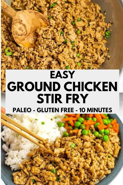 Ground Chicken Stir Fry, Ground Chicken Recipes Easy, Ground Chicken Recipes Healthy, Healthy Chicken Stir Fry, Stir Fry Recipes Healthy, Healthy Ground Turkey, Scd Recipes, Paleo Chicken Recipes, Stir Fry Recipes Chicken