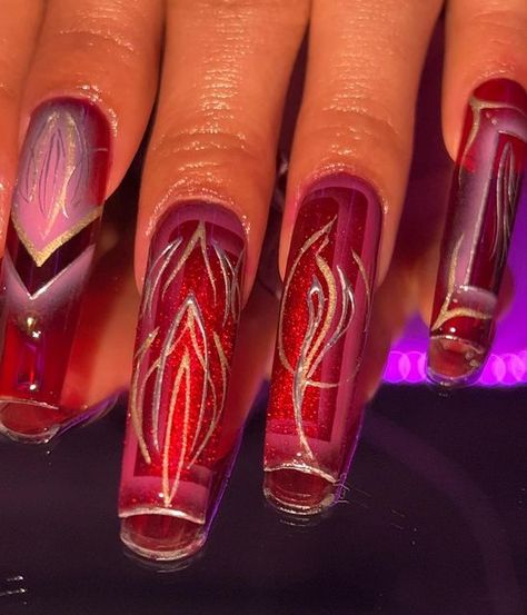 Lowrider Nails Acrylic, Hot Rod Nails, Lowrider Inspired Nails, Pinstripe Nail Designs, Low Rider Inspired Nails, Low Rider Nails, Lowrider Nail Designs, Lowrider Pinstripe, Lowrider Pinstriping