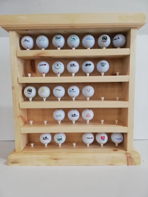 Golf Ball Display, Simulator Room, Golf Ball Display Case, Golf Crafts, Golf Simulator Room, Golf Ball Displays, Ball Display, Diy Pallets, Golf Simulator