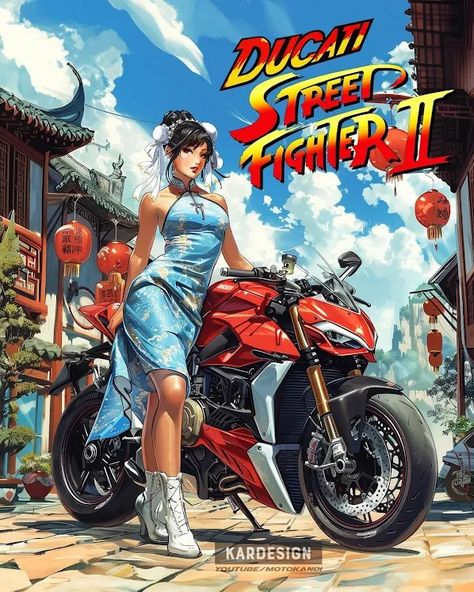 Ducati Street Fighter II - Manga Illustration by KarDesignKoncepts Biker Illustration, Ryu And Chun Li, Imelda May, Street Fighter Motorcycle, Fighter Art, Slam Dunk Manga, Guy Martin, Ryu Street Fighter, Street Fighter 2