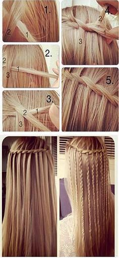 20 Cute and Easy Braided Hairstyle Tutorials Waterfall French Braid, Waterfall Braid Tutorial, French Braid Hairstyles, Diy Braids, Waterfall Braid, Popular Haircuts, Braids For Long Hair, Hair Dos, Hair Designs