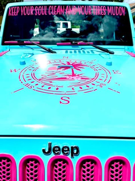 Jeep Themes Ideas, Jeep Wrangler Themes, Jeep Paint Jobs, Turquoise Jeep Wrangler, Jeep Themes, Jeep Life Decal, Green Jeep Wrangler, Blue Jeep Wrangler, Jeep Wrangler Girl