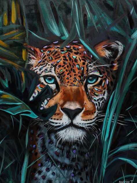 Painting Shirts, Leopard Painting, Watercolor Paintings Of Animals, Jungle Art, Art Inspiration Painting, Cool Art Drawings, Diy Art Painting, Art Portfolio, Canvas Art Painting