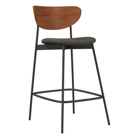 Moden Petal Counter Stool - Vegan Leather | West Elm Industrial Stool, Bar Counter Stools, Mid Century Bar, School Chairs, Modern Stools, Swivel Stool, Modern Bar, Modern Bar Stools, Bar Counter