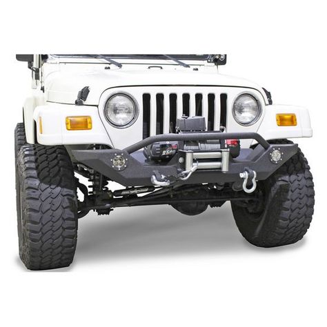 Fishbone Offroad FB22016 Front Winch Bumper with LED's for 87-06 Jeep Wrangler YJ, TJ | Quadratec Jeep Wrangler Front Bumper, Jeep Wrangler Bumpers, Jeep Bumpers, Winch Bumpers, Jeep Wrangler Yj, Jeep Tj, Jeep Lover, Jeep Wrangler Tj, Wrangler Tj