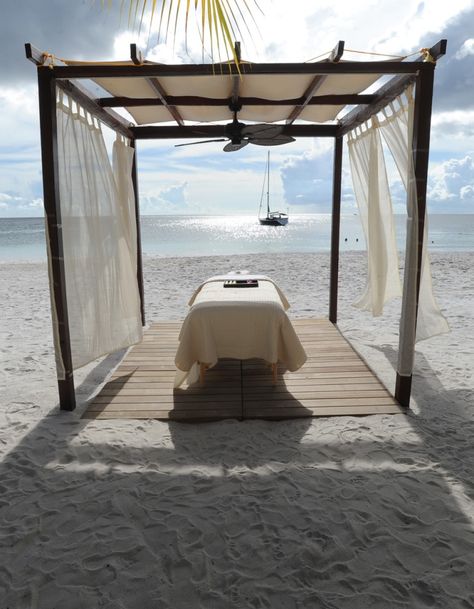 Reach ultimate tranquility and relaxation whilst indulging in a massage on the beach at Buccament Bay in the Carribean Beach Massage Room Ideas, Massage On The Beach, Beach Massage, Massage Room Design, Massage Room Decor, Massage Therapy Rooms, The Carribean, Massage Studio, Beach Spa